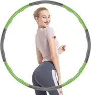 Exercise Hoops for Adults,8 Sections Adjustable Weighted Hoop for Exercise and Fitness,Exercise Hoop for Kids,Detachable Soft Workout Hoop Jump Rope for Fitness (Color : Green Grey)