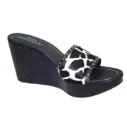 Donald Pliner Rosette Leather Hair Calf Wedge Platform Shoe Stud NWT $325