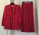 TALBOTS Dark Bright Pink 100% Linen Suit Jacket & Skirt. Vintage. Size 6. NEW.
