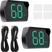 GUGUMO 2 Pack GPS Digital Speedometer for Car MPH, Universal HUD Speed Meter with LED Large Font Head Up Display Car Accessories with USB Cable, Plug Play for Truck Motor SUV Golf Cart All Vehicles