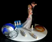 Detroit Lions Cake Topper Bride Grooms Wedding Day 6 Pack Beer Football Theme