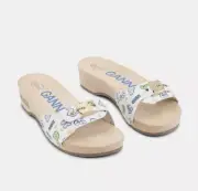 GANNI x DR. Scholl’s Sandals Kiosk Parrot Green Slides Wooden Platform 40 EU 9.5