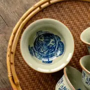 Hand Painted Tiger Cups Ceramic Opening Calligraphy Pottery Teaware Teacup Zen