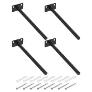 4Pcs 8" x 2" Wall Mounting Floating Shelf Bracket Blind Shelf Support, Black