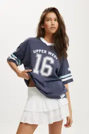 [Cotton On Women] Cotton On Women - V Neck Retro Graphic Boxy Tee - 16/ collegiate navy M 16/ COLLEGIATE NAVY