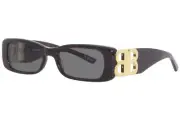 Balenciaga BB0096S 002 Sunglasses Women's Havana/Gold/Green Rectangle Shape