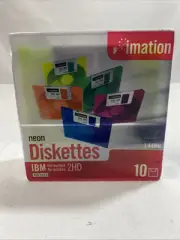 Imation Neon Diskettes NEW SEALED IBM Formatted 2 HD 1.44 MB 10 Pack
