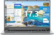 Naclud Windows 11 Laptops, 17.3 Inch Laptop Computer with Celeron Processor, 8GB DDR4 256GB SSD, Expandable 1TB, Type-C, 60800mWh Battery, Wi-Fi 5, BT4.2, Mini HDMI, Business and Students