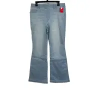 NEW Spanx Flare Leg Pull On Jeans Women's Petite XL Stretch Retro Light Wash