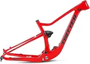 Mountain Bike Suspension Frame 27.5/29er Carbon Soft Tail Bicycle Frame Travel 120mm Disc Brake Trail XC/AM MTB Frame Thru Axle 12x148mm Boost Frame BSA73 (Color : Red, Size : 29x15'')