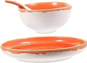 PEPLAYTAL 1 Set Decorative Ceramic Tableware Set Household Dinnerware Kit Pattern Easy to Clean Smooth Surface for Parties and Everyday Use