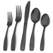 Matte Black Silverware Set, 20-Piece Stainless Steel Flatware Set, Kitchen Ut...