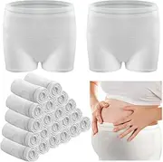 [Berlune] 20 Pcs Mesh Postpartum Underwear XL High Waist Mesh Panties C Section Post Partum Undies Disposable White Hospital Recovery Maternity Briefs for Women, White