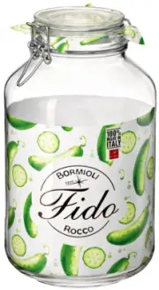 Bormioli Rocco Fido Glass Storage Jar w/Airtight Transparent Lid 400 cl.
