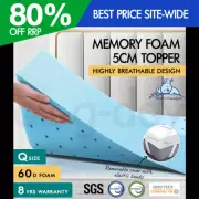 STARRY EUCALYPT Memory Foam Mattress Topper Ventilated Gel Bamboo 5cm Queen