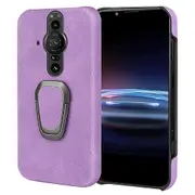 Soft Pu Leather + Hard Pc Slim Fit Protective Phone Case With Ring Kickstand For Sony Xperia Pro-i
