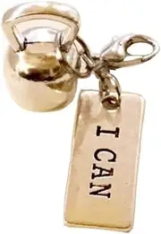 [TARAKI] 1Pcs Ancient Silver Kettlebell Planner Charm, I Can Zipper Charm, Zipper Pull, Purse Charm, Stitch Marker, Planner, Alloy Steel, No Gemstone