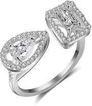 [GWSGSFAS] New Women's Ring 18K Gold Geometric Open Zircon Ring Exquisite Wedding Engagement Birthday Jewelry Gift