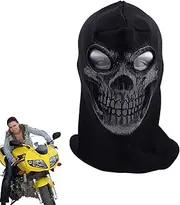 All Black Face | 2 Hole Bandanas for Men with Skull Pattern | Neck Warmer for Skiing Fishing Hiking Cycling, Head for Women Men Outdoor Sports Helves