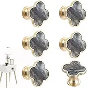 6 Pcs Clover Knobs Dresser Cabinets Kitchen Cupboard Pulls Drawer Wardrobe Shoe Cabinet Jewelry Box Pulls Furniture Coffee Table Single Hole Door Handles(Pink)