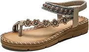 [generic] Women's Bohemian Roman Sandals Flat Shoes Grey FMFG003.02.1