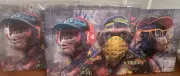 2/Pk -Graffiti 3 Monkey Canvas Wall Art Pop Mural Painting Home Decor 20x40