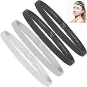 [JRGTDS] 4 Pcs Elastic Thin Headbands for Women Thin Non-Slip Elastic Sport Headbands Skinny Headbands Workout Grip for Men Women Football Basketball Soccer Tennis Yoga