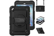 WASSUP iPad Mini 5th/4th Gen 7.9 inch 2019/2015 Case with Screen Protector Hand Strap Stand & Shoulder Strap-Black&Black