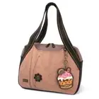 New Chala Shoulder Bowling Zip Tote Large Bag PINK Pleather Cupcake Coin Purse