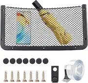 Rissunkv Car Storage Net Pocket - ABS Frame RV Mesh Net Cargo Pocket,Netting Organizer with Screws and Tape, Auto Accessories with Hooks for Snacks, Drinks