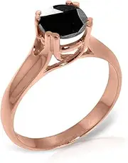 [Galaxy Gold GG] 14k Rose Gold Solitaire Ring with 1.0 Ct Black Diamond