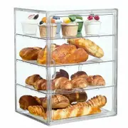 1 Pc Cake Display Case,Bread Bin For Kitchen Countertop,4-Tier Adjustable Clear Bread Storage With Magnetic Door For Bakery And Pastry Shop
