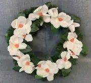 National Tree Company 24" Artificial North Valley Spruce White Magnolia Wreath