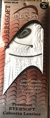 BACKSPIN Aerosoft LEFT Men's M Golf Glove Cabretta Leather NEW