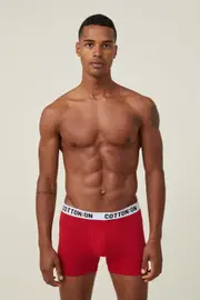 [Cotton On Men] Cotton On Men - Mens Organic Cotton Trunks - Tomato red/white/black L TOMATO RED/WHITE/BLACK