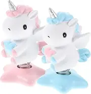 2pcs Resin Unicorn Figurine Dashboard Ornament Cute Shaking Head Design for Car Decor Desktop Adornments Fun Party in Craft for Rustic Home Decor