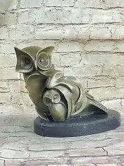 Abstract Modern Art Owl Bronze Sculpture Marble Statue Home Decor Hot Cast Deal