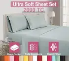 2000TC Premium 4Pcs Single/KS/Double/Queen/King Bed Flat Fitted Sheet Set Bed
