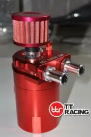 TT Racing Baffled 15mm 19mm Aluminum Oil Catch Tank Can Reservoir Breather Red (for: Honda)
