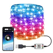 Indoor String Lights 5M 50Led String Light Phone Bluetooth App Control Led String Light - Coffee