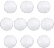 GWHOLE 10 inch Paper Lanterns Round Hanging Lamp Shade Lanterns - White (10 PCS)