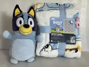 Bluey Sherpa Throw Blanket 40” x 50" & Bluey Squishmallows 10" Plush Doll Bundle