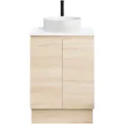 CIBO 600mm Coast Veneer Nordic Full Height Bathroom Vanity With White Gloss Fluted Basin
