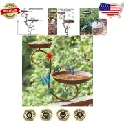 Outdoor Metal Bird Bath & Feeder with Heavy Duty Clamp - 11.34 inches
