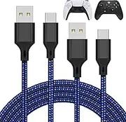2 Pack 10FT Charger Charging Cable for PS5 and Xbox Series X/S Controller/Switch Pro Controller, Replacement USB Charging Cord Nylon Braided Type-C Ports Accessories for Playstation 5/ Xbox Series X
