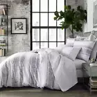 Ziggy White Striped Cotton Full/Queen Duvet Cover Set Four Inner-Corner 3-Piece