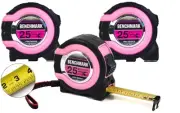 - Pink - 3 Pack - 25 ft Tape Measures - Easy to Read Fractions to 1/8th inch ...