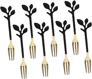 OKUMEYR 8-Piece Metal Fruits Forks Set Leaf Design Delicate Forks for Desserts Cakes and Appetizers
