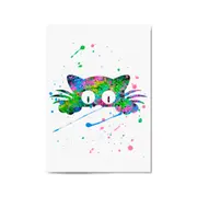 Cute Cat Painting Colourful Animal Wall Art #2