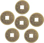 6pcs Vintage Copper Coins Souvenir Coins Chinese Coin Chinese Luck Coin Chinese Feng Shui Ornaments Decorative Brass Coins Chinese Fortune Brass Coin Chinese Antique Coin WESIEVYA